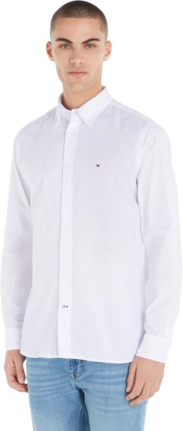 Tommy Hilfiger T-shirt Core Flex Popelina RF camisas casuais para homem