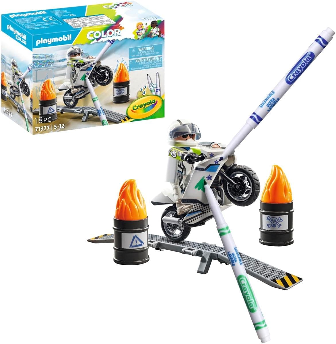 PLAYMOBIL Cor 71377 Moto, design criativo de veículos com canetas e acessórios solúveis em água para realizar crobacias surpreendentes, brinquedos para crianças a partir de 5 anos