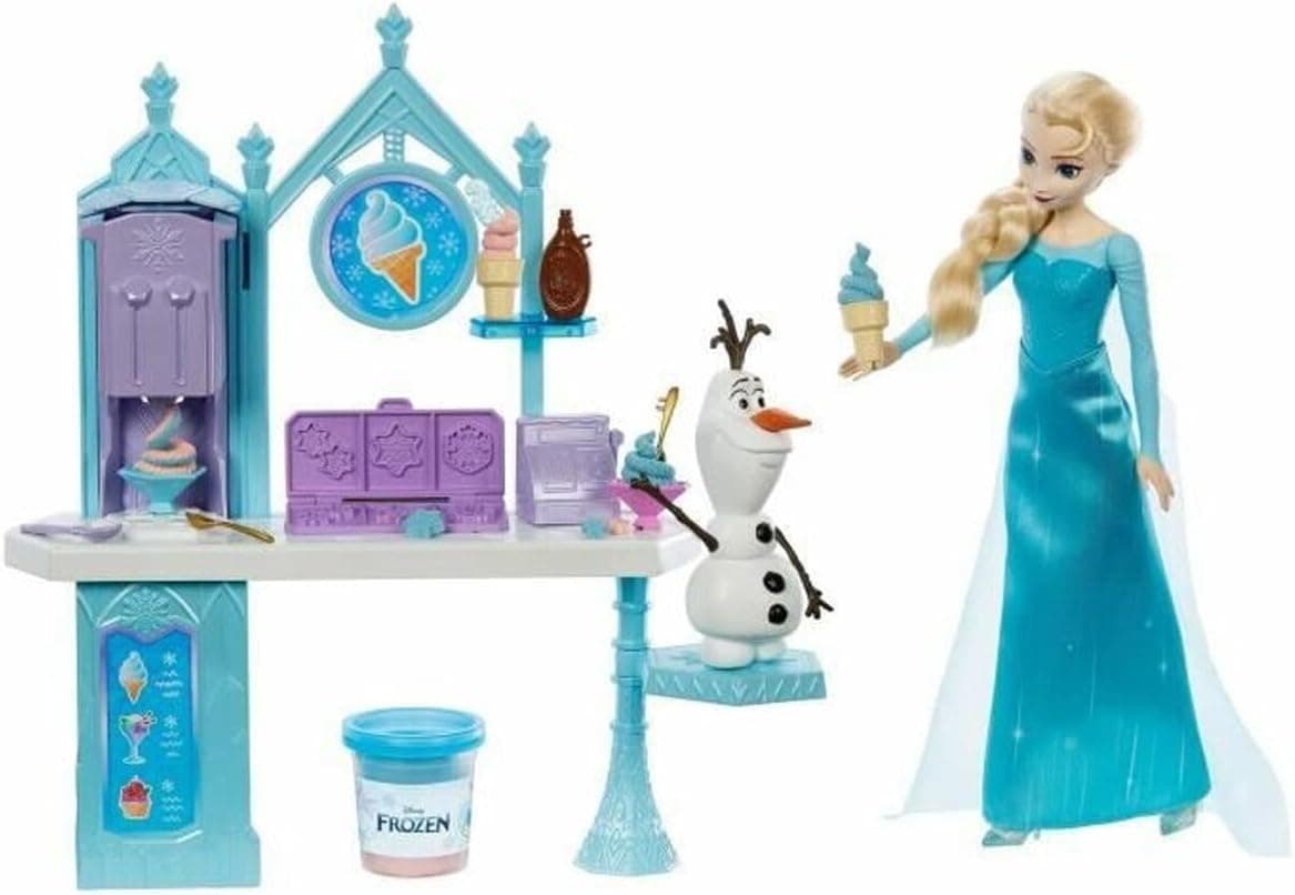 Mattel Disney Frozen gelataria de Elsa e Olaf boneca com conjunto de jogos de plasticina com acessórios, brinquedo + 3 anos (HMJ48)