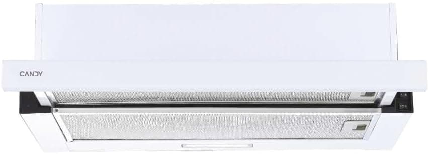 Candy CBT625/2W/1, sino telescópico 60 cm, 2 níveis de potência, 332,1 M3/H, filtros de carbono, painel de alumínio anti-gordura, iluminação LED, 64DB, Inox 