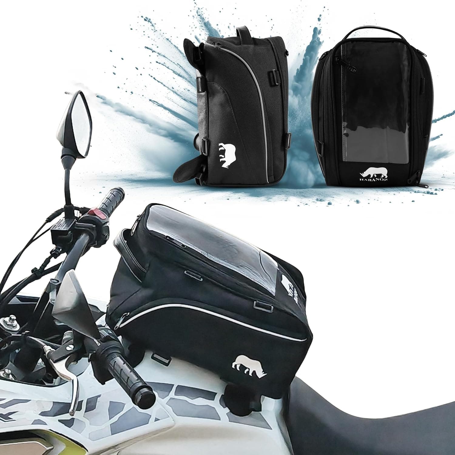 Habanon Mochila para depósito de motocicleta com ímanes e correias - super resistente à água e à velocidade, compatível com Honda, Yamaha, Suzuki, Kawasaki, BMW - universal para qualquer depósito