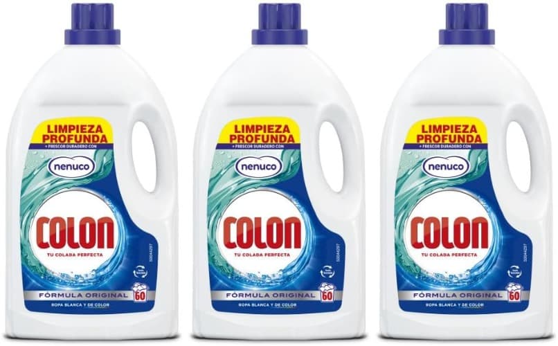 Colon Nenuco - Detergente para máquina de lavar roupa, adequado para roupa branca e colorida, formato de gel - 60 lavagens, 60 doses