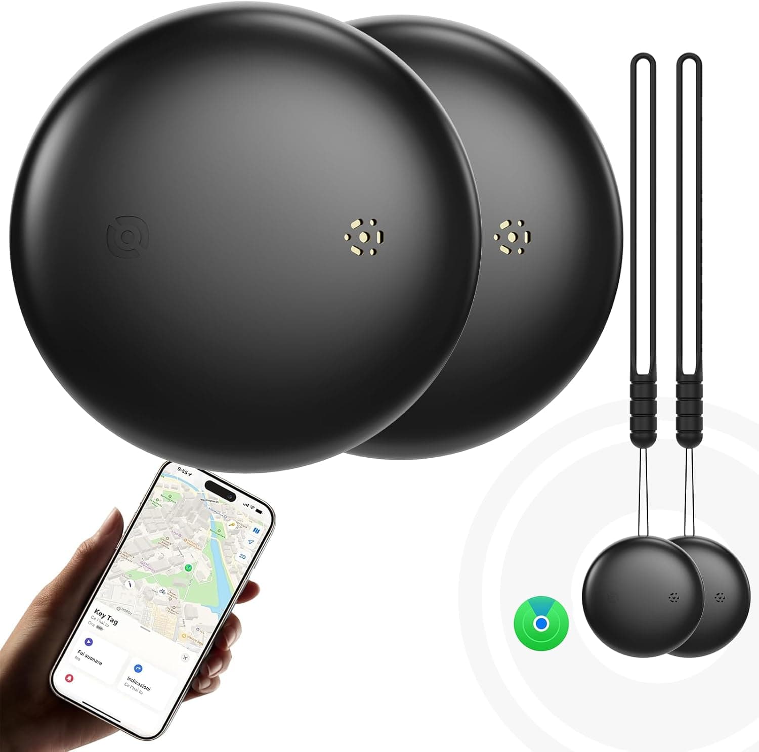 Localizador de chaves - 2 pacotes Smart Air Tracker Tag, localizador de chaves para Apple pesquisar (apenas iOS 14,5 +), localizador para crianças, animal de estimação, carteiras, bagagem, bateria