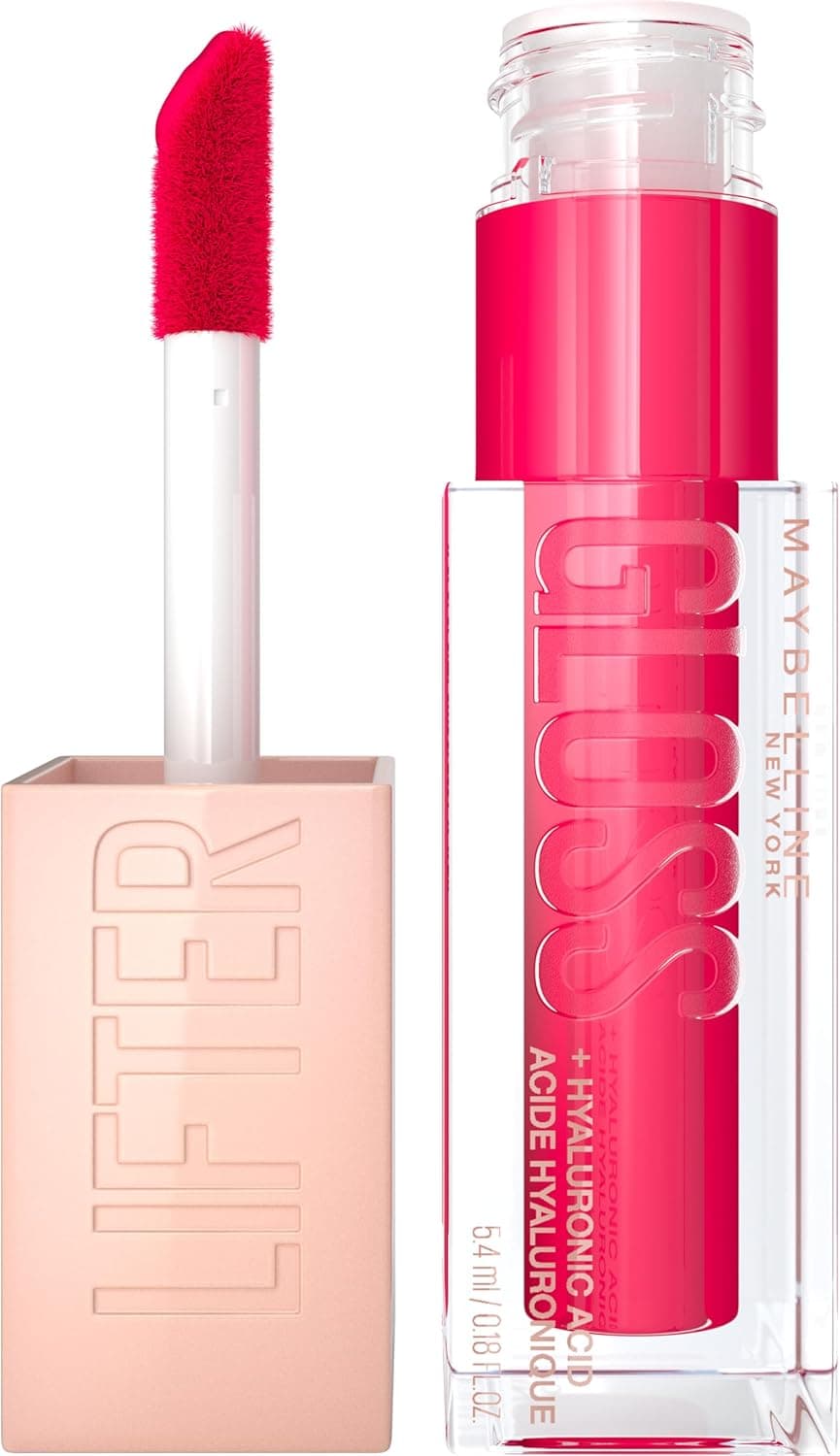 Maybelline Nova Iorque, brilho labial Lifter Gloss, hidratação intensa e lábios recheados sem rettoques, fórmula com ácido hialurónico no tom 24 Bubblegum