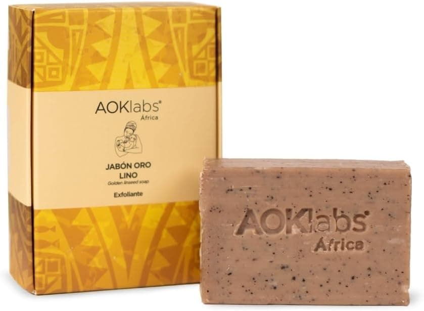 Aoklabs - Sabão ouro linho 2 em 1, limpa e esfolia a pele de forma suave, profunda e eficaz, ao mesmo tempo que hidrata, nutre e promove a regeneração celular de 100 g.