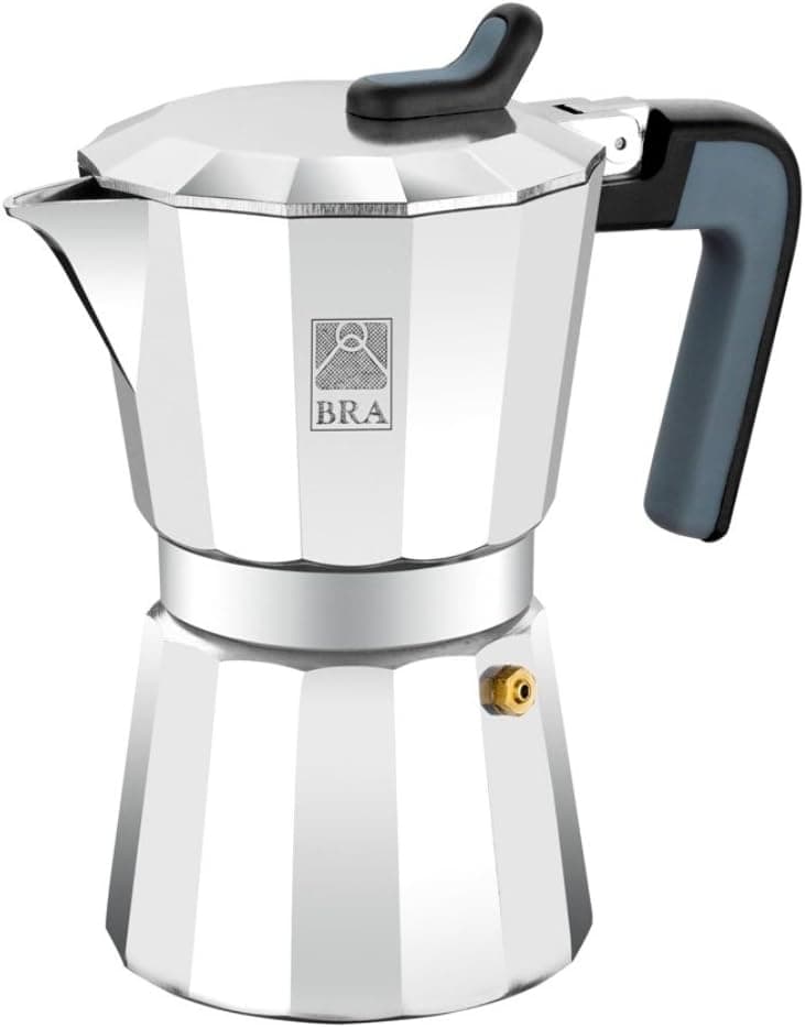 BRA Deluxe Cafeteira italiana, alumínio, prata, 12 chávenas