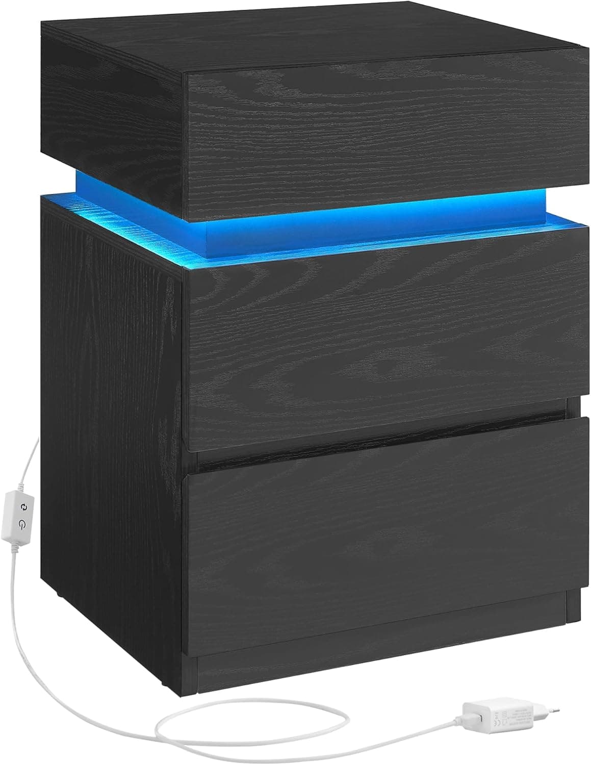 VASAGLE KAILYN LET630T56 | Mesa de cabeceira moderna com 3 gavetas e luz LED multicolor