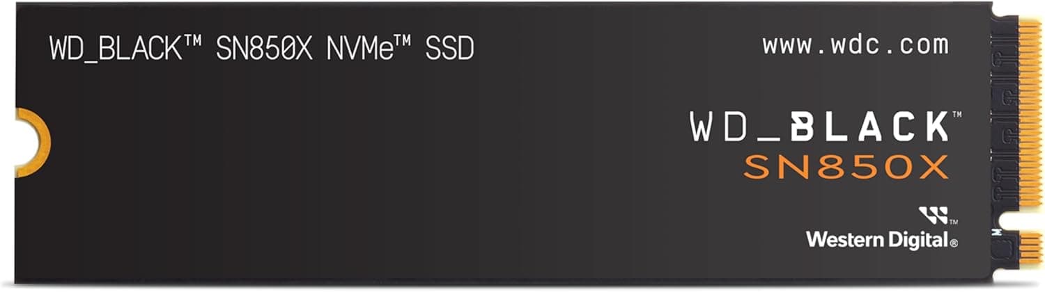 WD_BLACK SN850X NVMe SSD, 4 TB M.2 2280, velocidades de leitura até 7300 MB/s, gravação 6600 MB/s, SSD para jogos internos, PCIe Gen 4, SSD de alto desempenho, preto