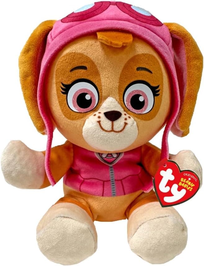 Ty - Coleção Paw Patrol, Skye, todos os heróis da equipa dos cachorros na versão Floppy, peluche suave para colecionar, ideia de presente para grandes e pequenos - 20 cm - T44023