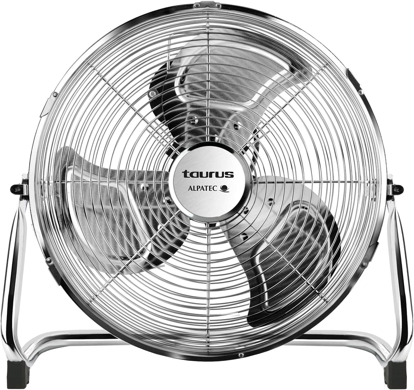 Taurus Sirocco 18 - ventilador de circulação de ar, 3 velocidades, 3 hélices metálicas, 45 cm de diâmetro, inclinação ajustável, 120 W, grade removível, silenciosa, base antiderrapante, cor cromada