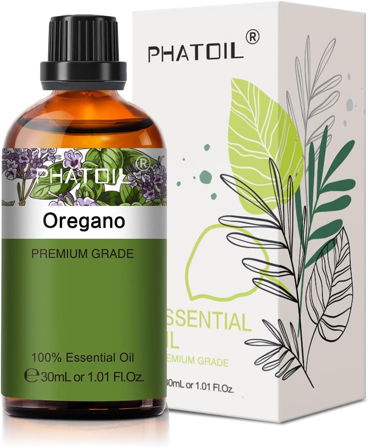 PHATOIL Óleo essencial de orégão de 30 ml, óleos essenciais para humidificador, óleo de orégão puro natural para difusor aromaterapia velas