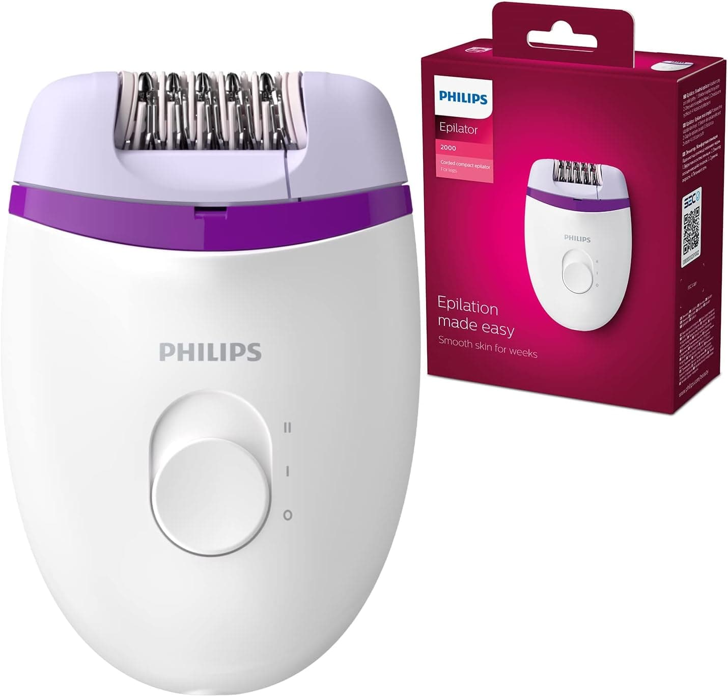 Philips Depiladora mulher Satinelle, compacta, 2 posições de velocidade, BRP275/30, branco