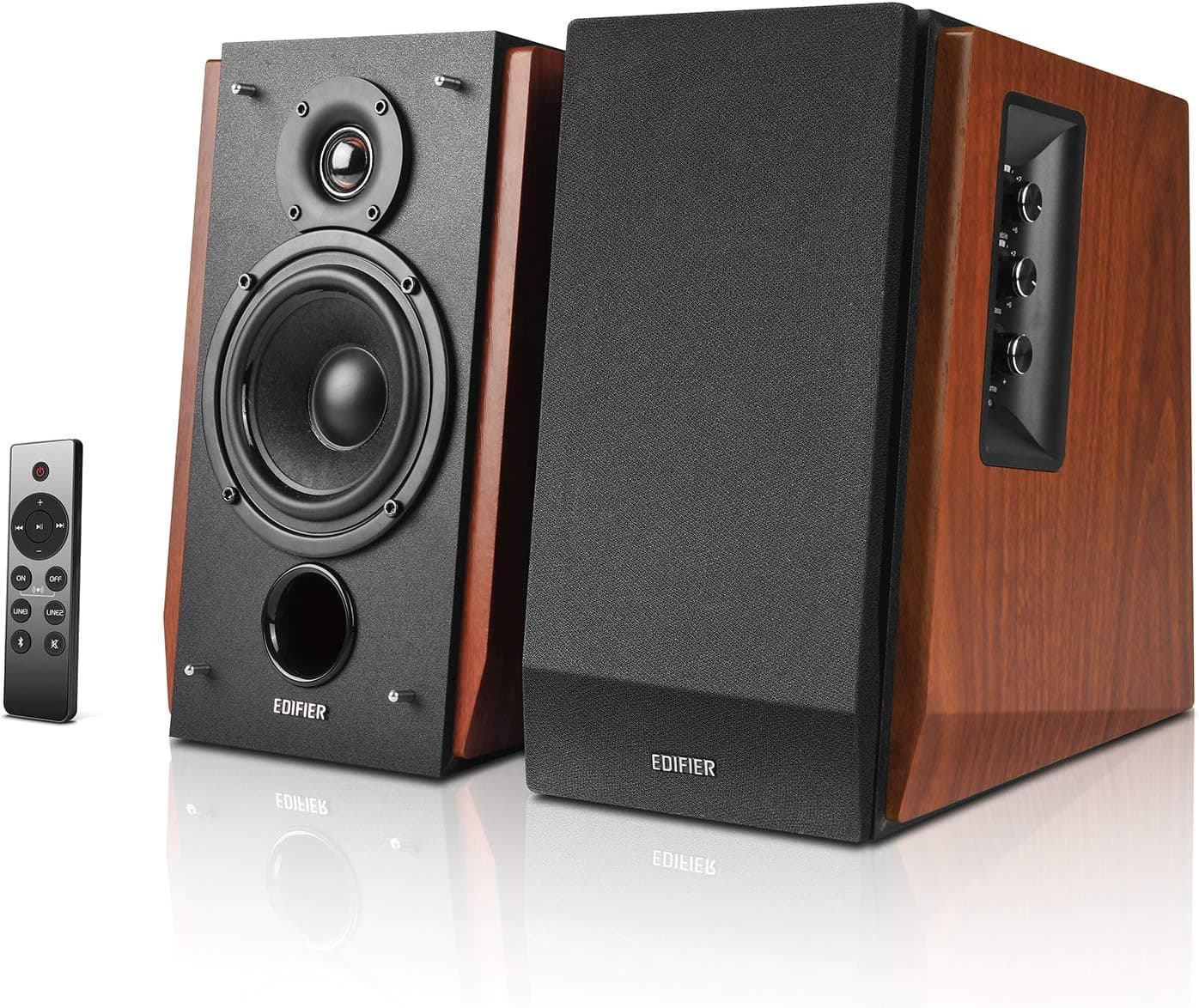 Edifier R1700BTs Altifalantes ativos - sem fios de campo próximo Bluetooth v5.0, 2.0 - 66 w RMS com saída de subwoofer - capa de madeira