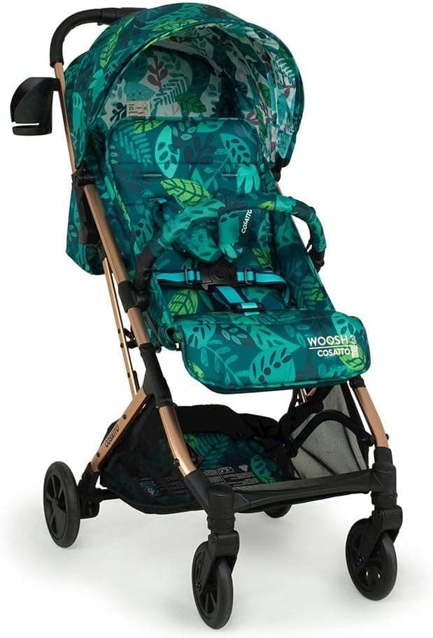 COSATTO WOOSH 3 Cadeira de passeio leve para bebé até 25 kg, carrinho de bebé leve dobrável com uma só mão, compacto, pega telescópica, cesta, barra protetora e protetor para chuva