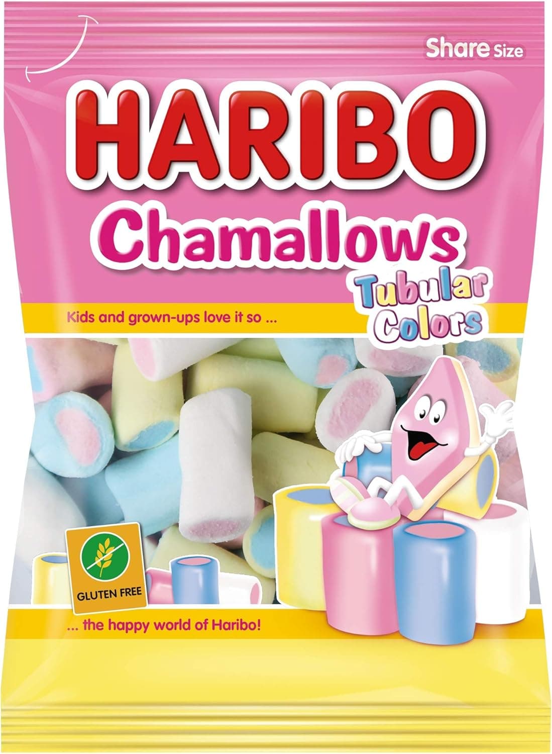 Haribo Chamallows Tubular Colors Espumas Dulces, 250g Mezcla de frutas 250 g (Paquete de 1)