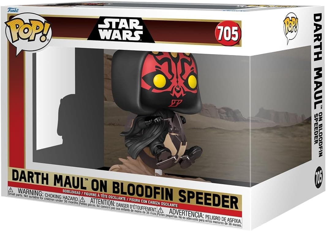 Funko Pop! Rides Deluxe: Star Wars Episódio 1 The Phantom Menace Anniversary - Darth Maul On Bloodfin - Figura de vinil colecionável 