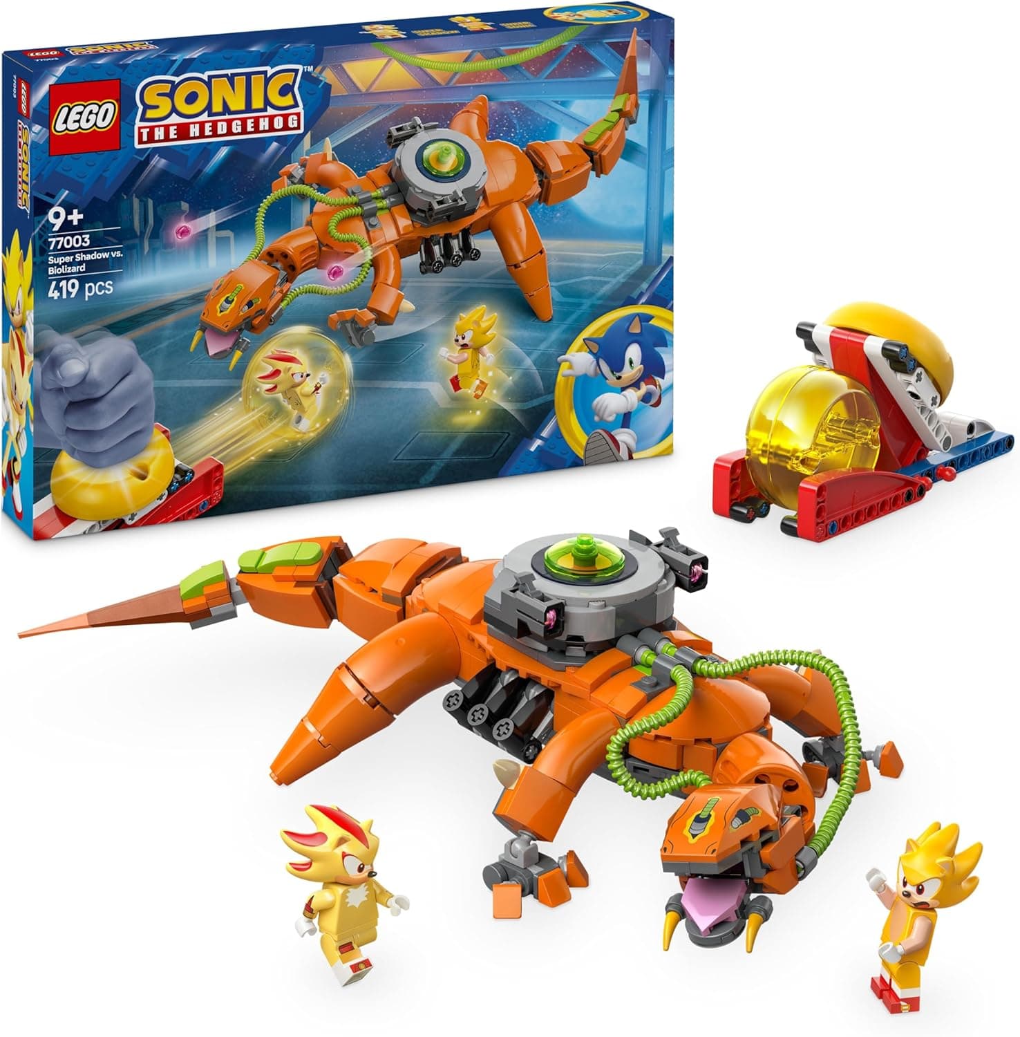 LEGO Sonic The Hedgehog Super Shadow vs. Biolizard, minifiguras de personagens do jogo de vídeo, Inc. Super Sonic, esfera de velocidade, Chaos Emerald, presente Gamer para meninos e meninas de 9 anos