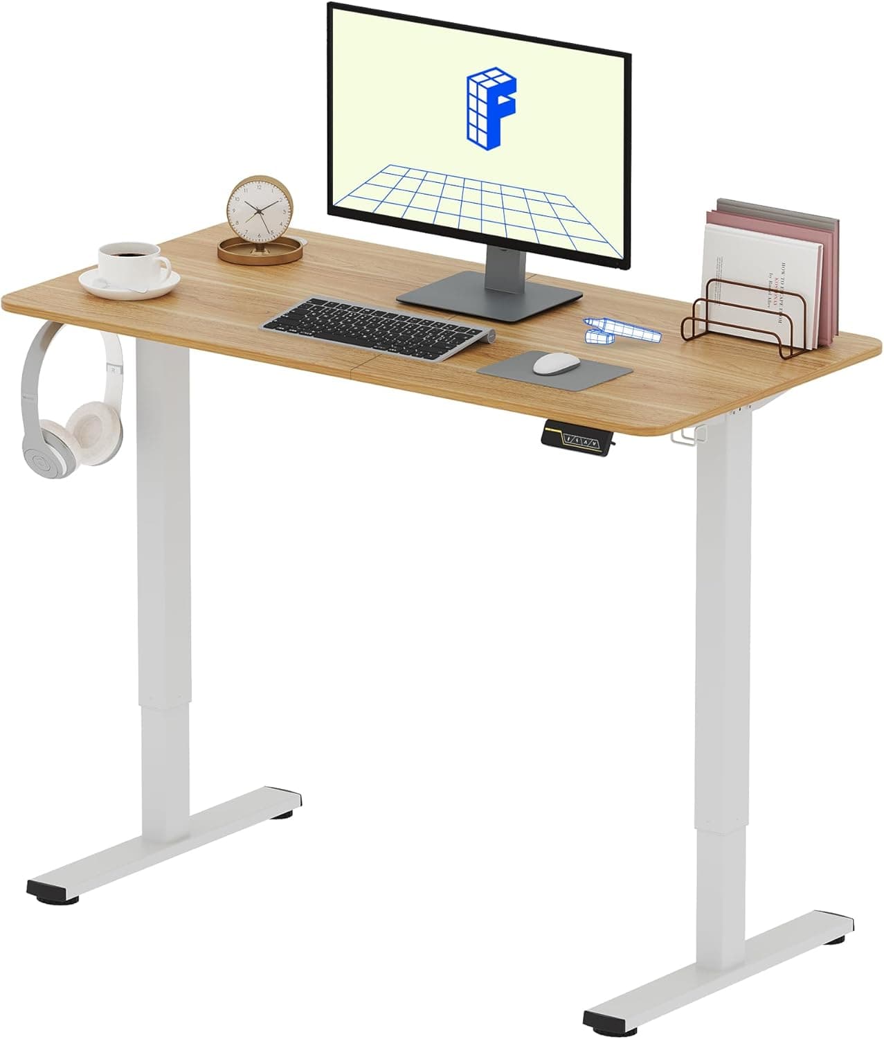 FLEXISPOT 120 x 60 cm mesa elétrica ajustável em altura, Standing Desk secretária para computador com gancho, função de memória, para escritório e quarto