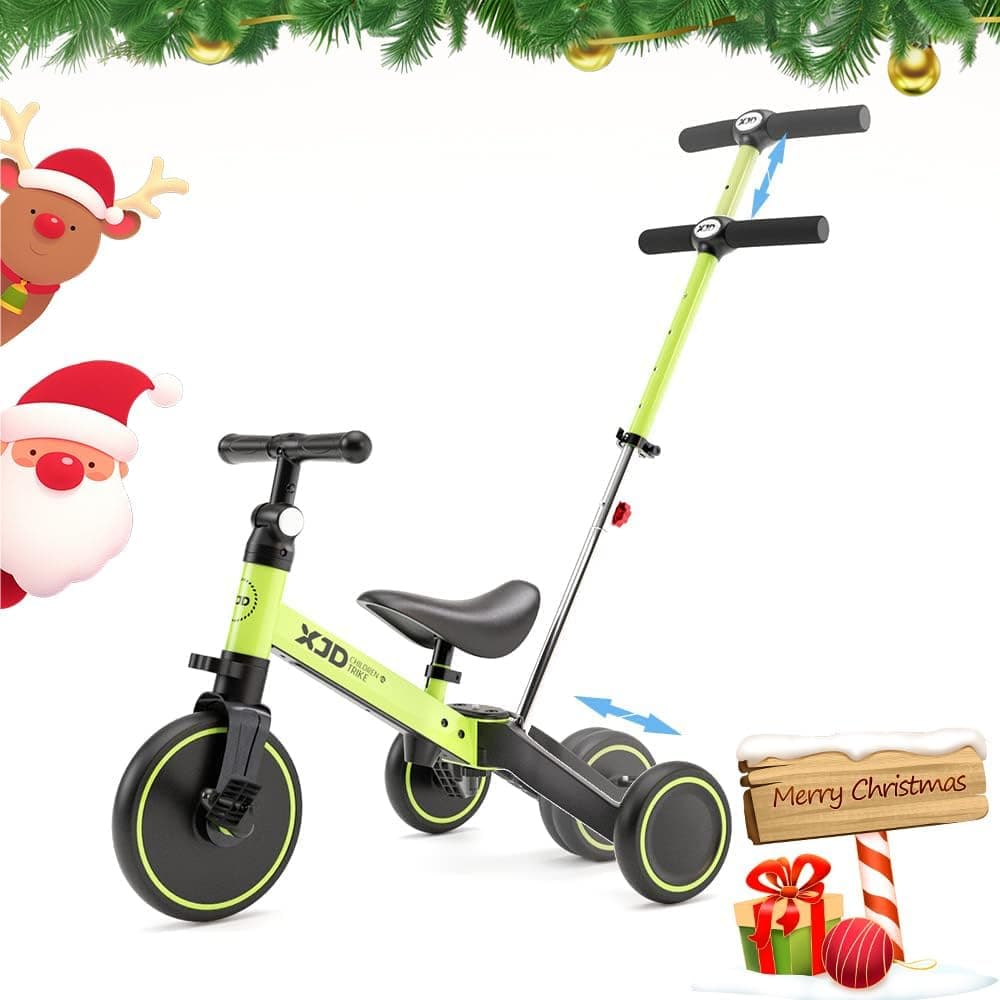 XJD 4 em 1 Triciclo evolutivo de bebé, triciclo para crianças de 1 a 3 anos, triciclo de bicicleta com ou sem pedais, triângulo para bebé com assento ajustáveis, transformável