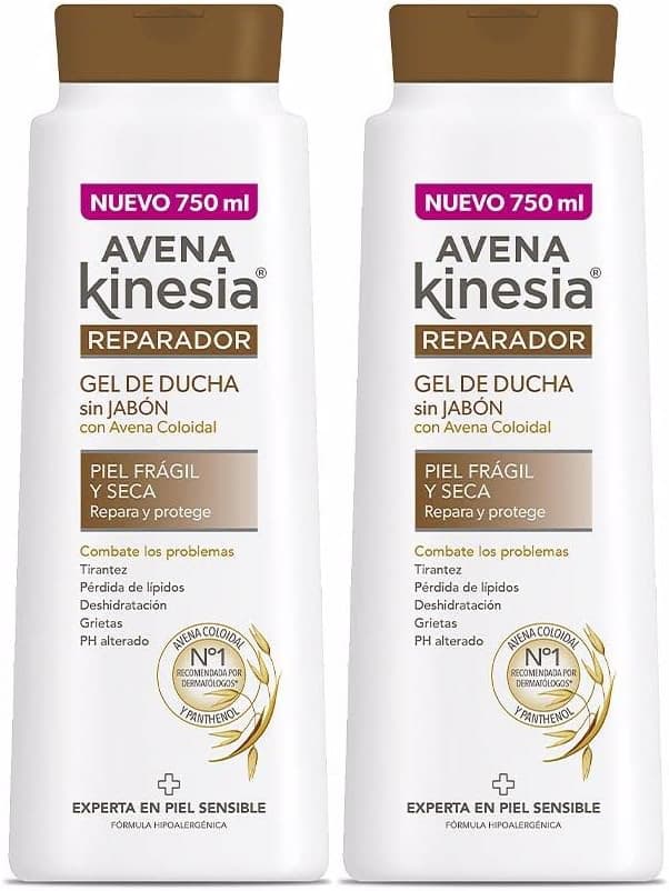 Avena Kinesia Gel de banho reparador formulado sem sabão com aveia 100% natural, 750 ml x2