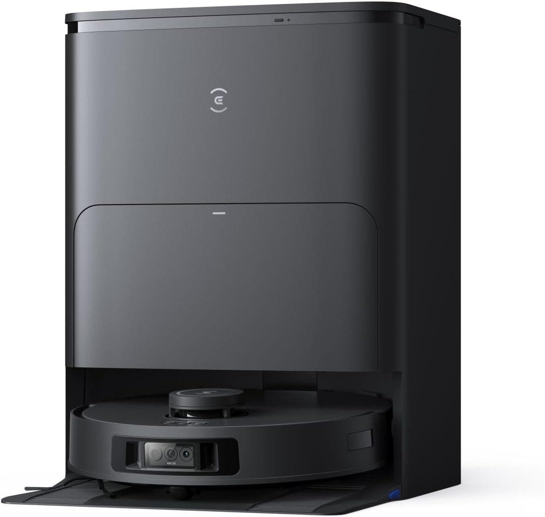 ECOVACS T30S Pro Robot aspirador de pó 11000 Pa, tecnologia ZeroTangle, TruEdge™ Enchimento adequado de bordas, elevação automática da mopa, prevenção de obstáculos com IA, preto