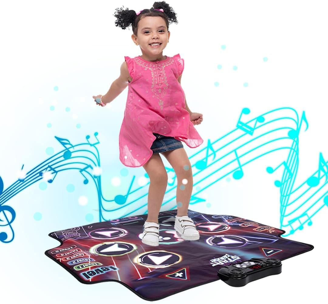 NK Tapete de dança para crianças +5 anos e adultos com Bluetooth 5.0, tapete musical LED com 7 modos de jogo, presente de aniversário de Natal, base anti-elizante e altifalante com volume ajustável