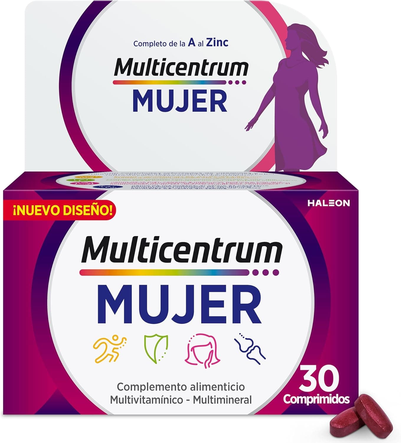 Multicentrum Mujer Suplemento alimentar com 13 vitaminas e 11 minerais, para mulheres a partir dos 18 anos, 30 comprimidos