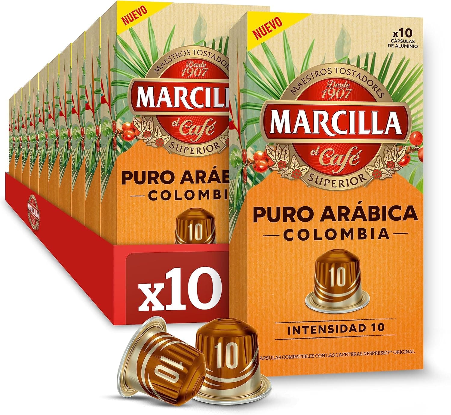 Marcilla Cápsulas de café puro árabe Colômbia - 100 cápsulas compatíveis Nespresso - Amazon Exclusive