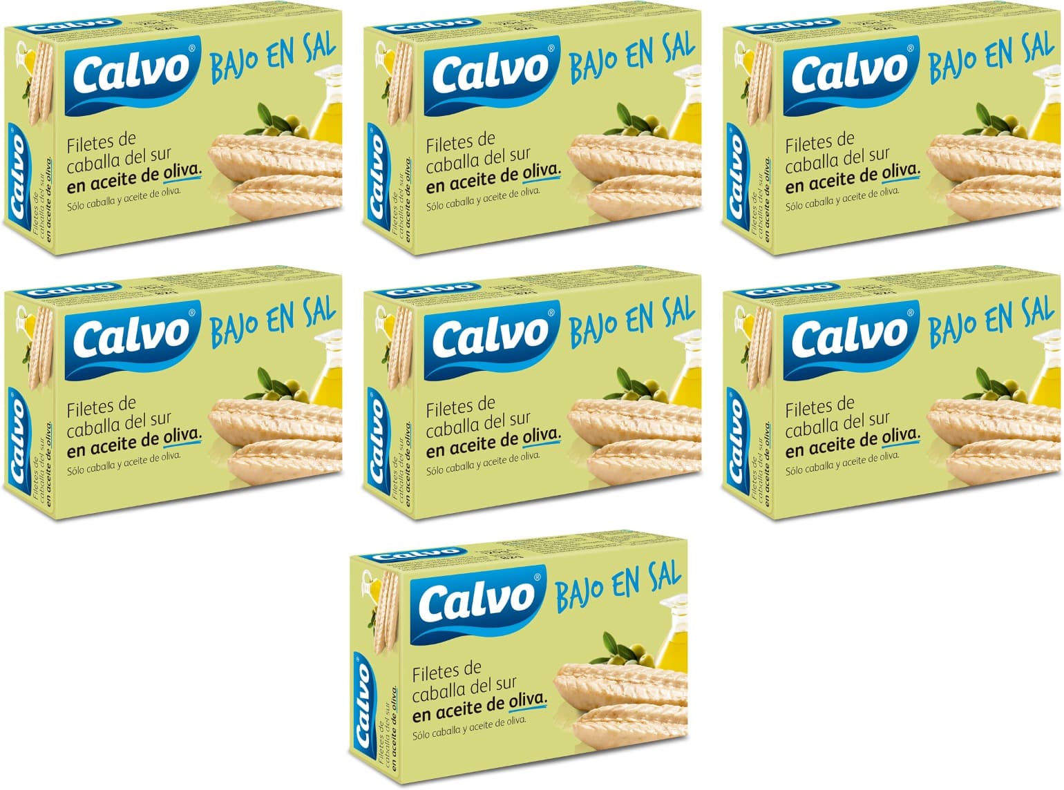Calvo Filetes de cavala do sul em azeite baixas em sal 120 g x 7