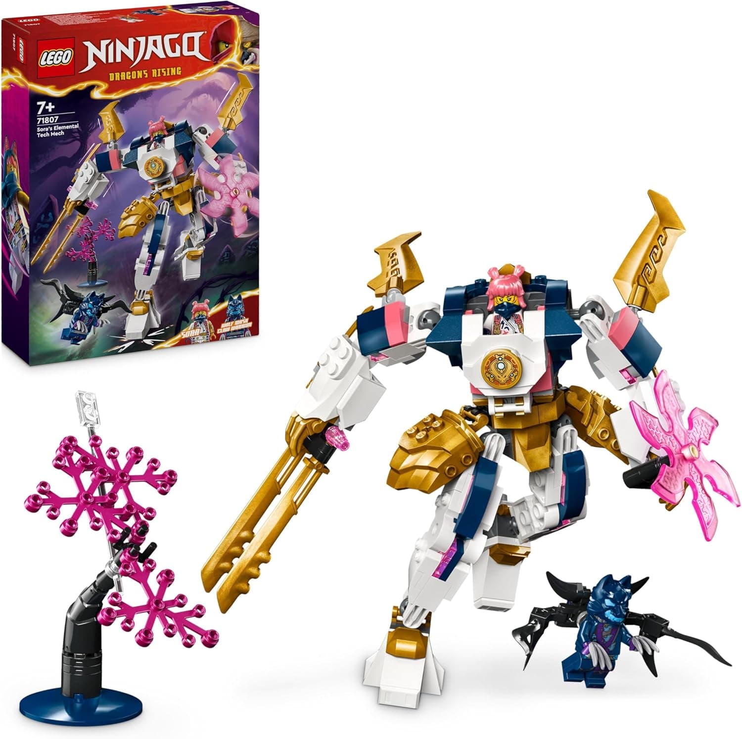 LEGO NINJAGO Meca Elemental Tecno de Sora | Brinquedo de construção com figura articulada e 2 minifiguras para crianças a partir dos 7 anos