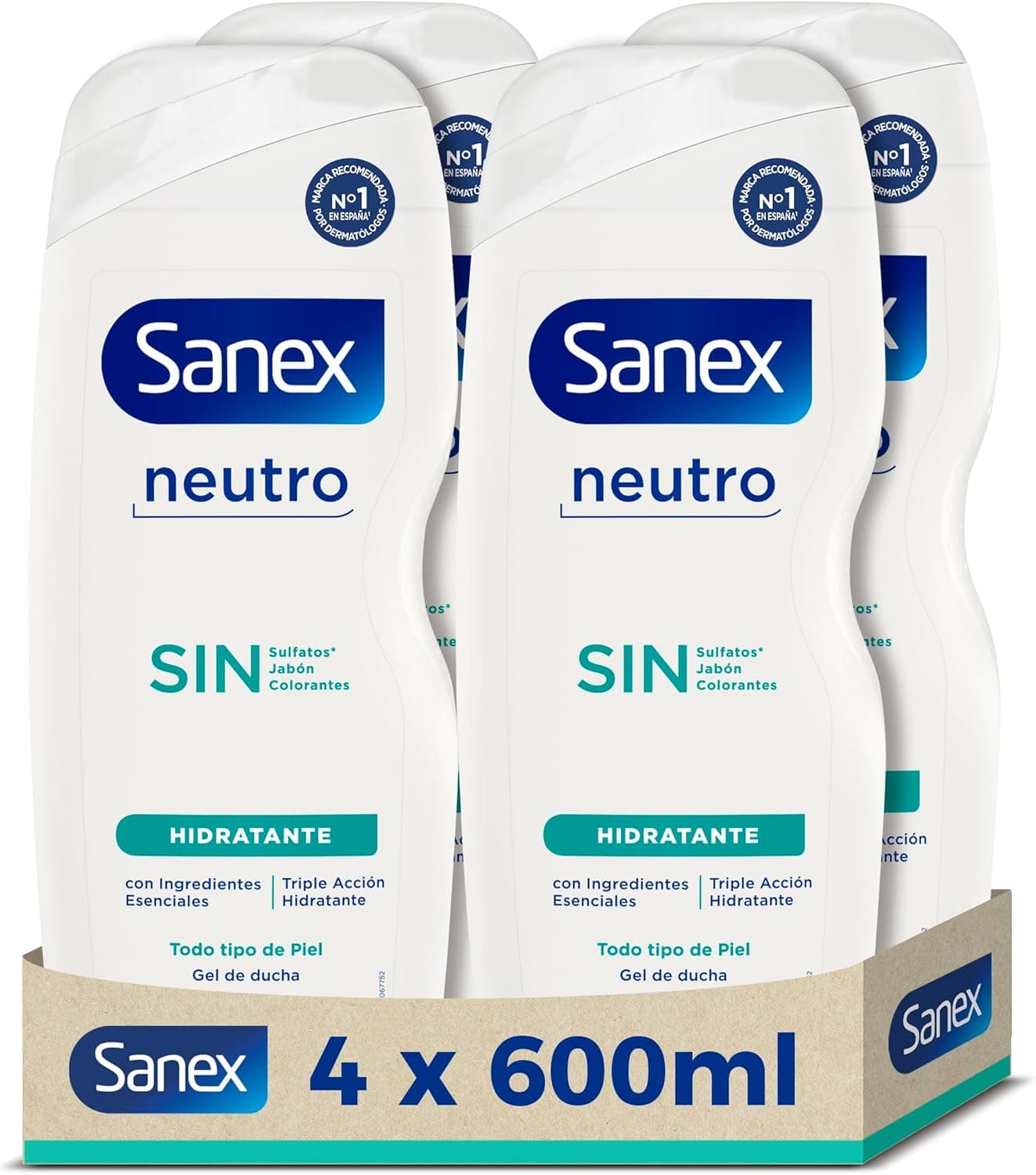 Sanex Gel de duche neutro hidratante (4 x 600 ml)
