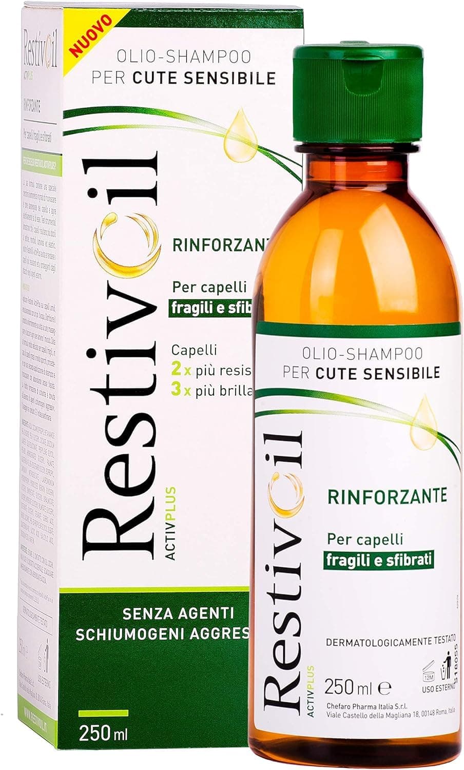 RestivOil Activplus - champô fortalecedor para o cabelo, óleo fisiológico com ação reconstituinte e reativador para cabelos frágeis e desfibrados, 250 ml