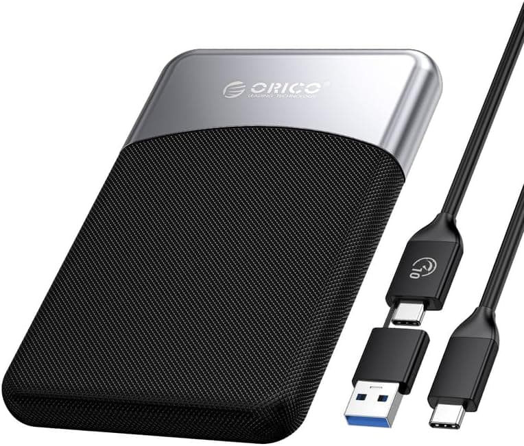 ORICO 1TB SSD externo com cabo USB C 2 em 1, disco rígido externo SSD USB 3,2 gerações 1 até 460 MB/s, SSD portátil para smartphones PC tablets e computadores portáteis com USB-C- M25PRO