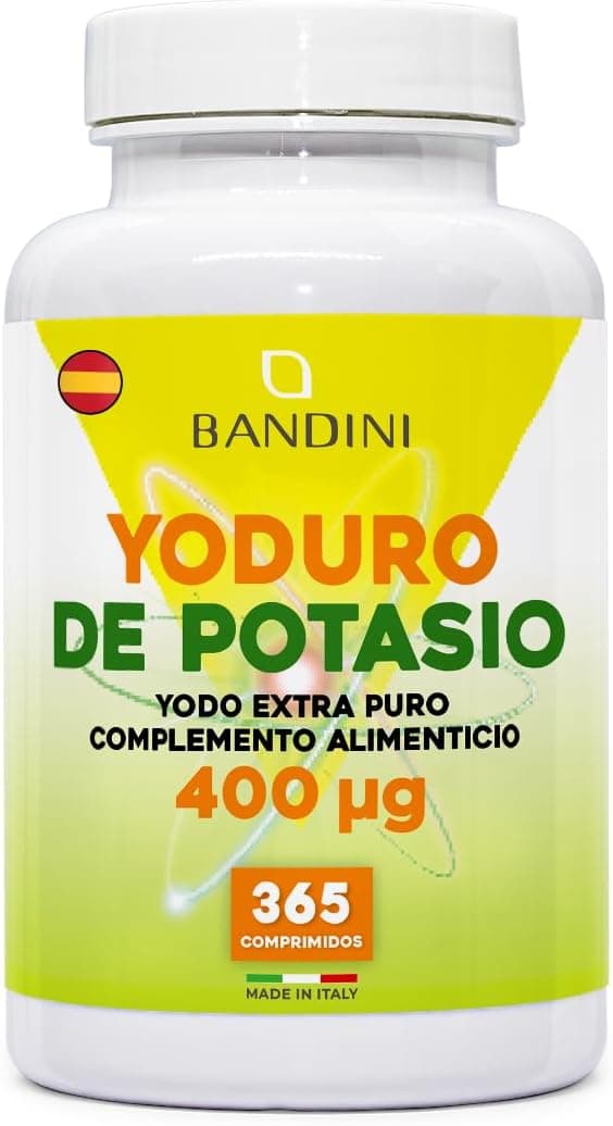 Bandini® Suplemento de iodo 400 mcg - 365 tablets veganos de alta potência - iodeto de potássio 400 µg por comprimido - fornecimento para mais de 1 ano - alta biodisponibilidade - sem glúten, OGM e