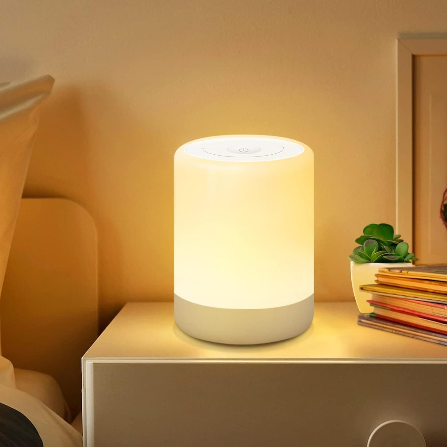 SOLIDEE Luz de presença infantil LED, candeeiro de bebé regulável tátil para quarto, com modo de luz quente, sete modos de grau de cor, recarregável por USB, presente para crianças / adulto