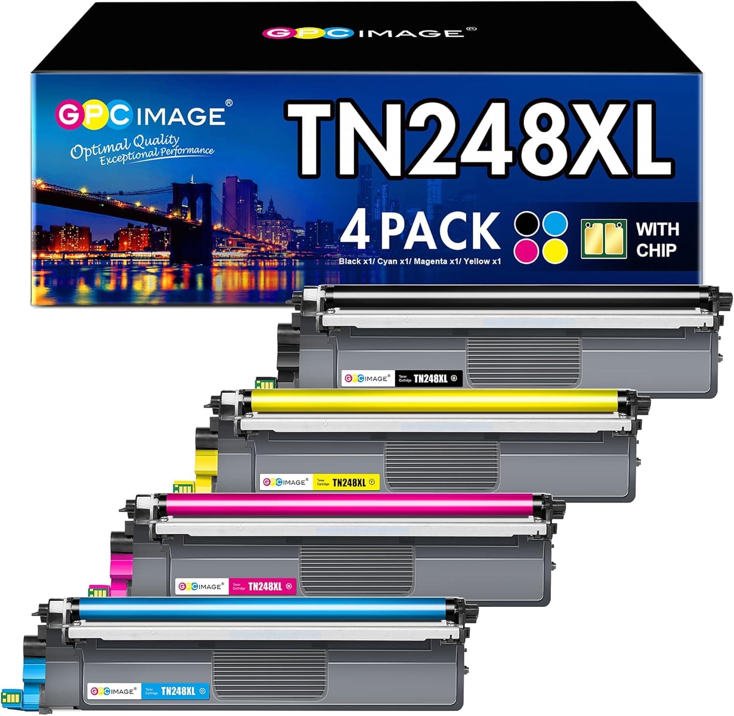 GPC IMAGE TN-248XLCMYK Compatível para Brother MFC-L3760CDW DCP-L3560CDW para Brother TN-248 DCP-L3520CDWE DCP-L3520CDW MFC-L8390CDW MFC-L3740CDWE MFC-L3740CDWE W