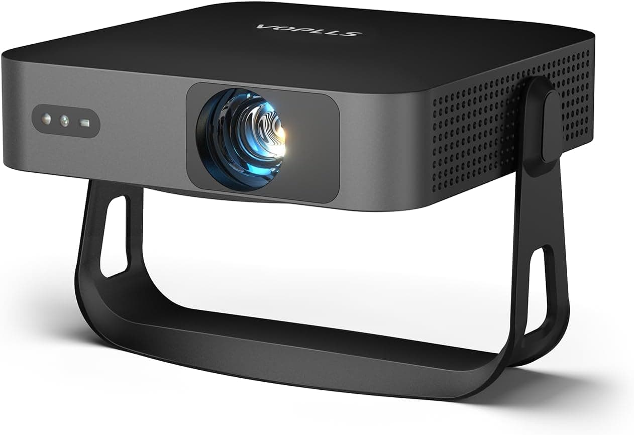 Projetor inteligente: rotação de 360°/Auto Focus/Keystone: mini projetor 4K suporte 1080P Full HD 2000 L WiFi6 Bluetooth, VOPLLS projetor de cinema em casa com zoom de 50% para smartphone / TV Stick