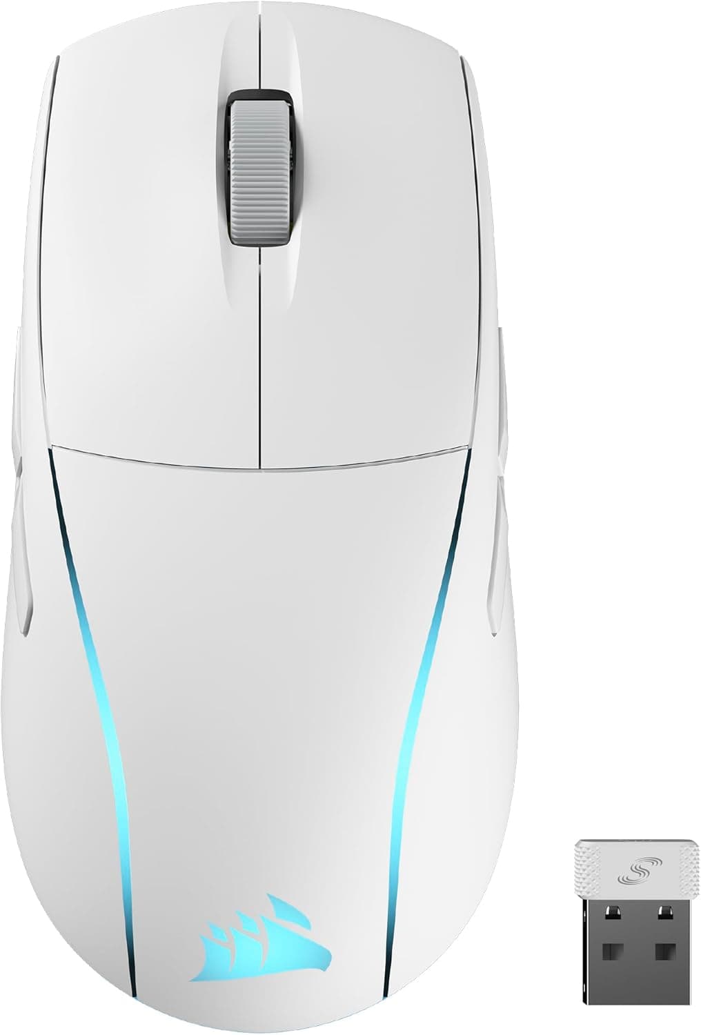 Corsair M75 Wireless RGB Rato para jogos leve FPS, 26.000 PP, botões laterais intercambiáveis, compatível com iCUE, PC - branco