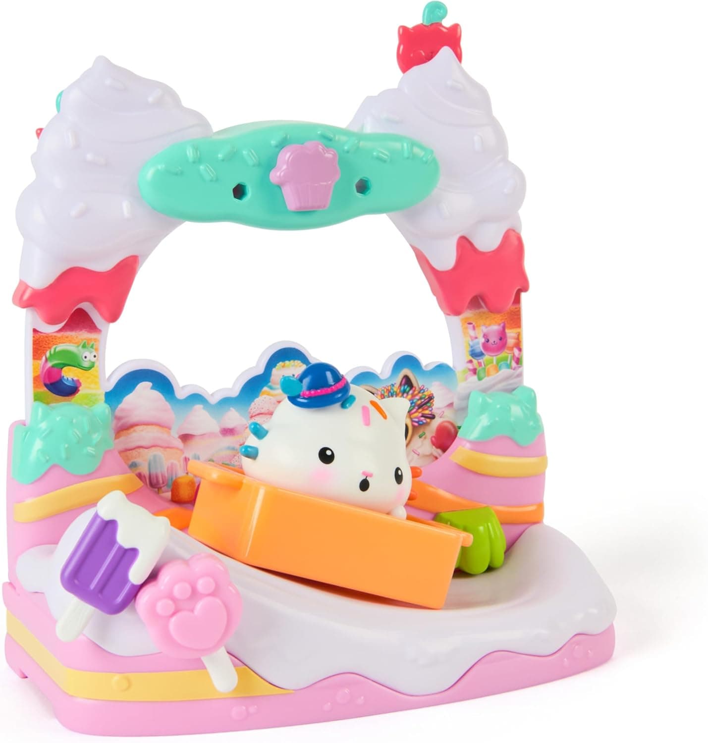 Gabby's Dollhouse Movie Confection Balcony | Varanda de brincar colorida para casa de bonecas