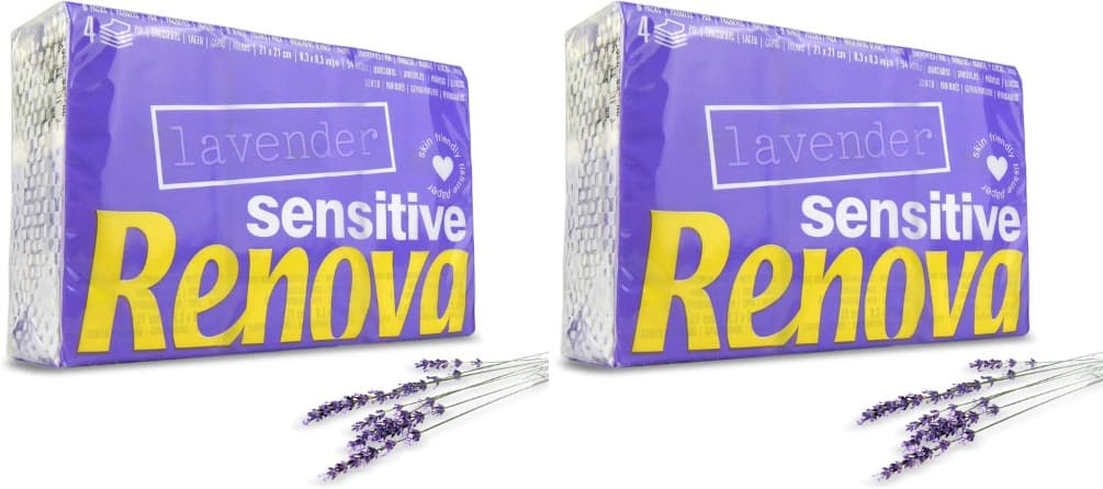Renova Sensitive Lavender | Lenços de bolso perfumados a lavanda, 6 unidades x 2