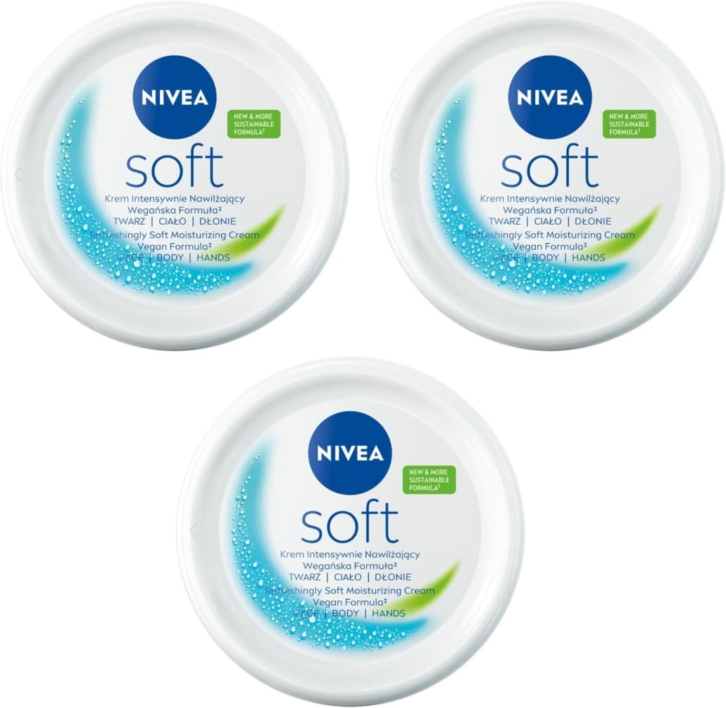 NIVEA Soft | Creme hidratante para rosto e corpo, 200 ml x 3