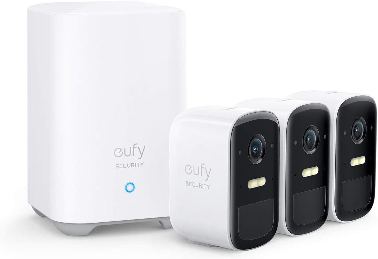 eufy Security eufyCam 2C, câmara de vigilância WiFi exterior, câmara de vigilância exterior, 180 dias de duração da bateria, HD 1080p, nessun custo mensile, conjunto de três câmaras