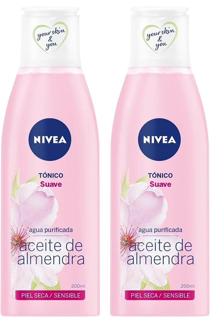 NIVEA Tónico facial suave (200 ml), tónico refrescante sem álcool para pele seca e sensível, tónico hidratante com óleo de amêndoas para reequilibrar a pele