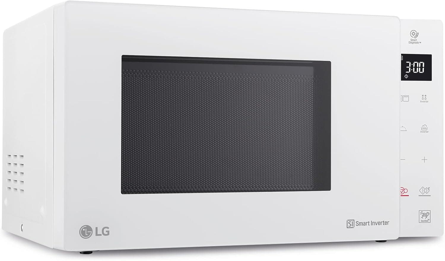LG MH6535GDH Microondas com brilho e exibição digital, de 25 litros e 1000 W, função Smart Inverter e EasyClean, cozinha mais rápida, mantém o sabor e nutrientes, cor branca