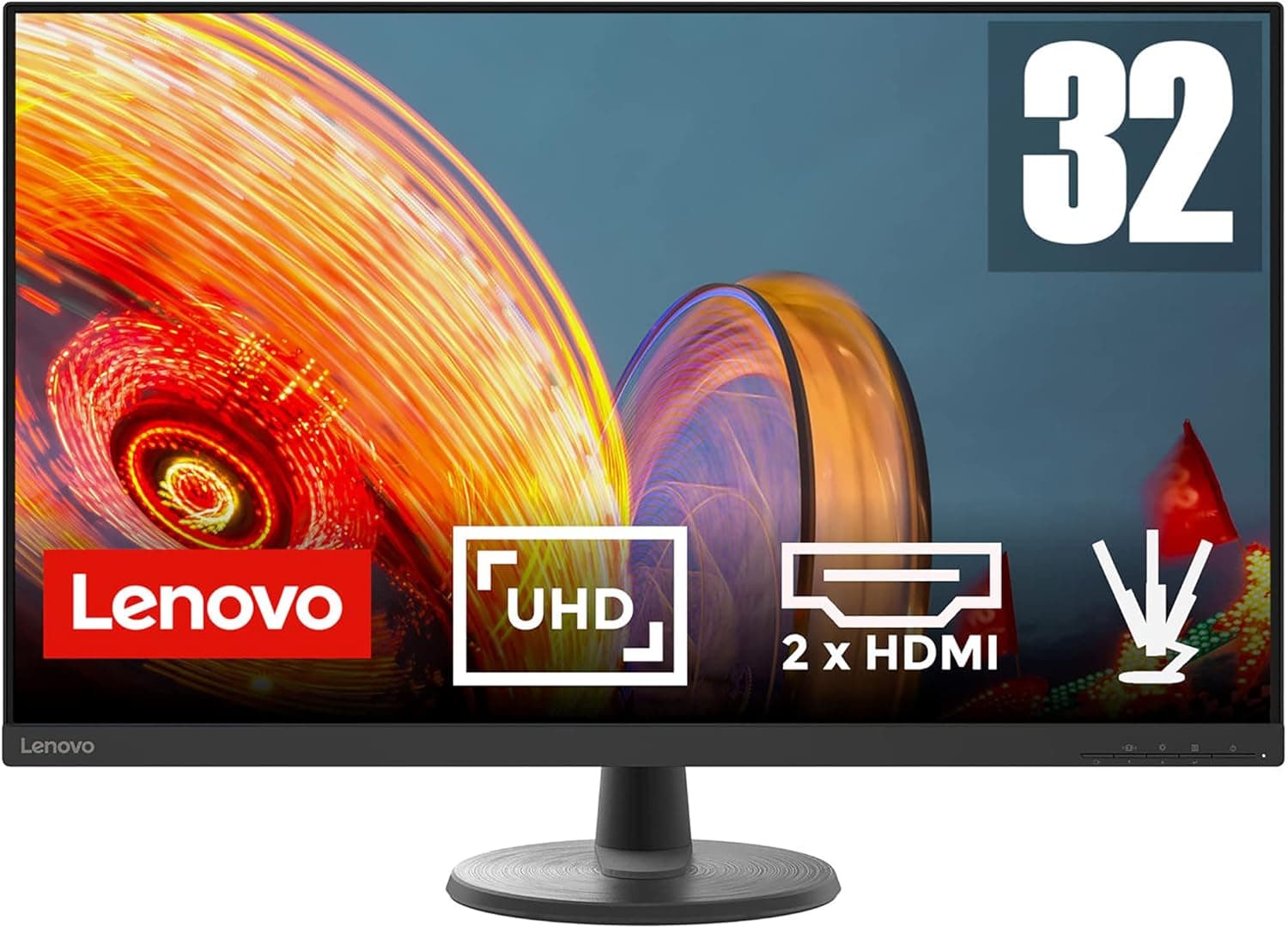 Lenovo D32u-40 - Monitor de 31,5" 4K UHD (VA, 60Hz, 4 ms, HDMI+DP, cabo HDMI) ajuste de inclinação - preto