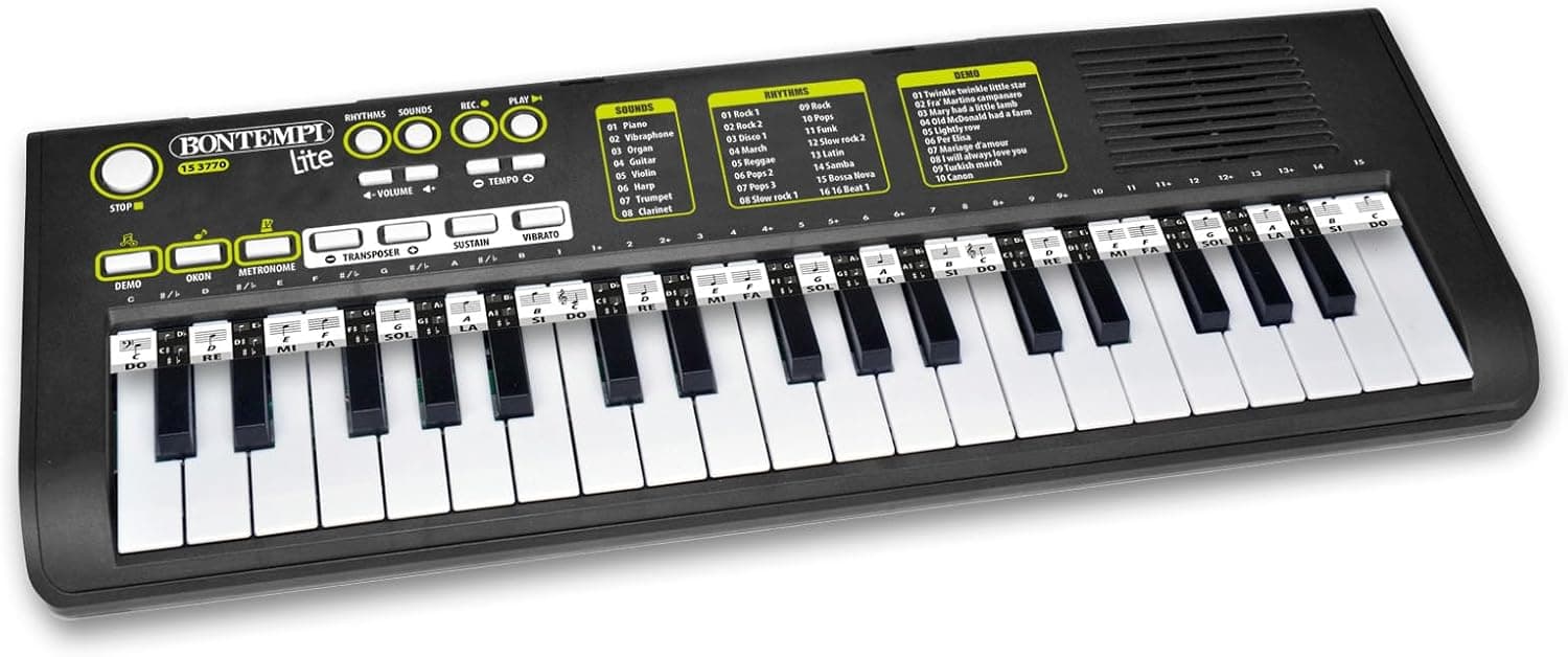 Bontempi KeyRhythm | Piano digital infantil de 37 teclas com entrada para auscultadores e metrónomo