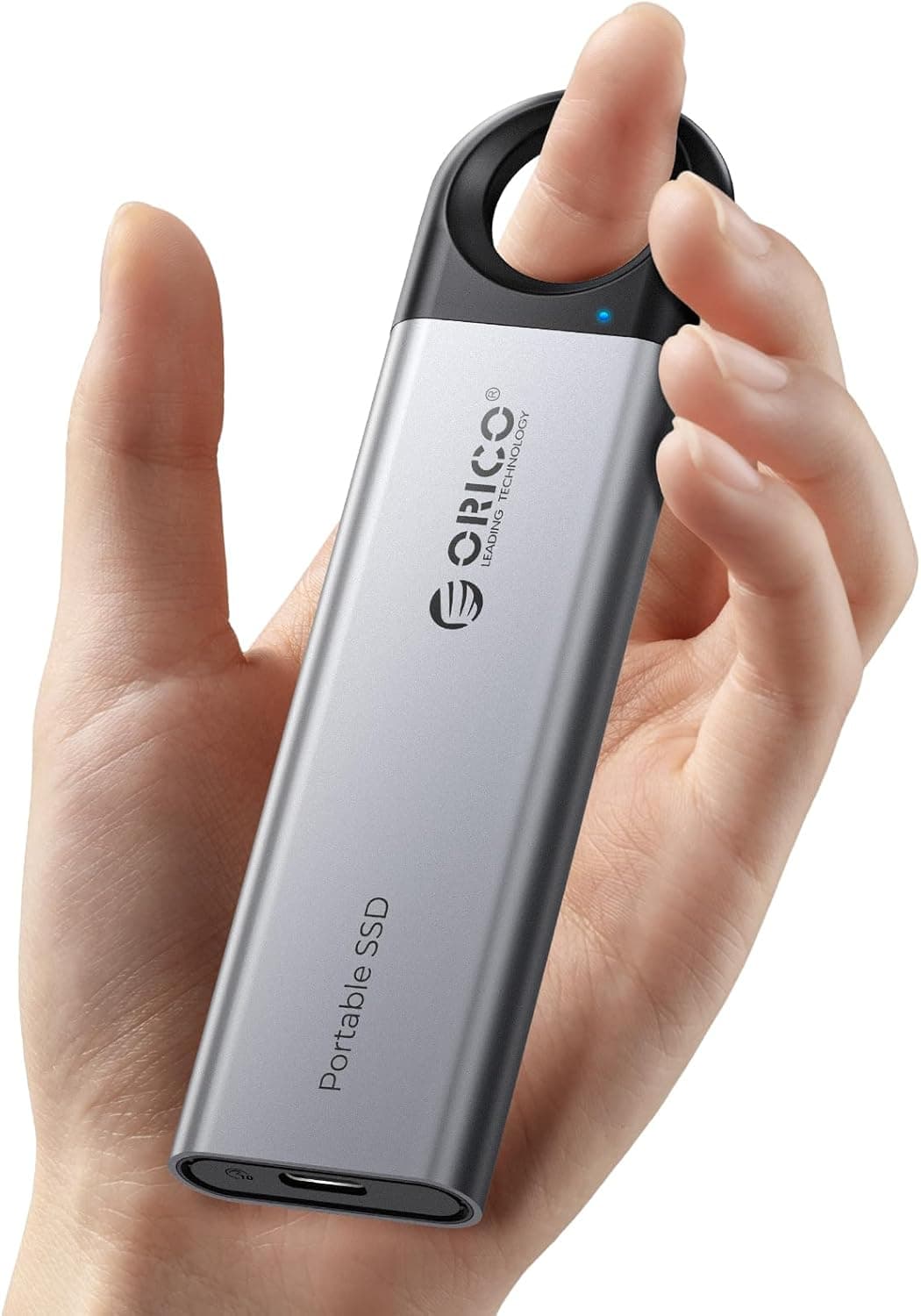 ORICO SSD Externo 1TB até 1050 MB/s, disco rígido externo com orifício para pendurar e cabo USB C e A 2 em 1, SSD portátil USB3.2 Gen2, compatível com iPhone 15 Series/Mac/PS5/Xbox - C10