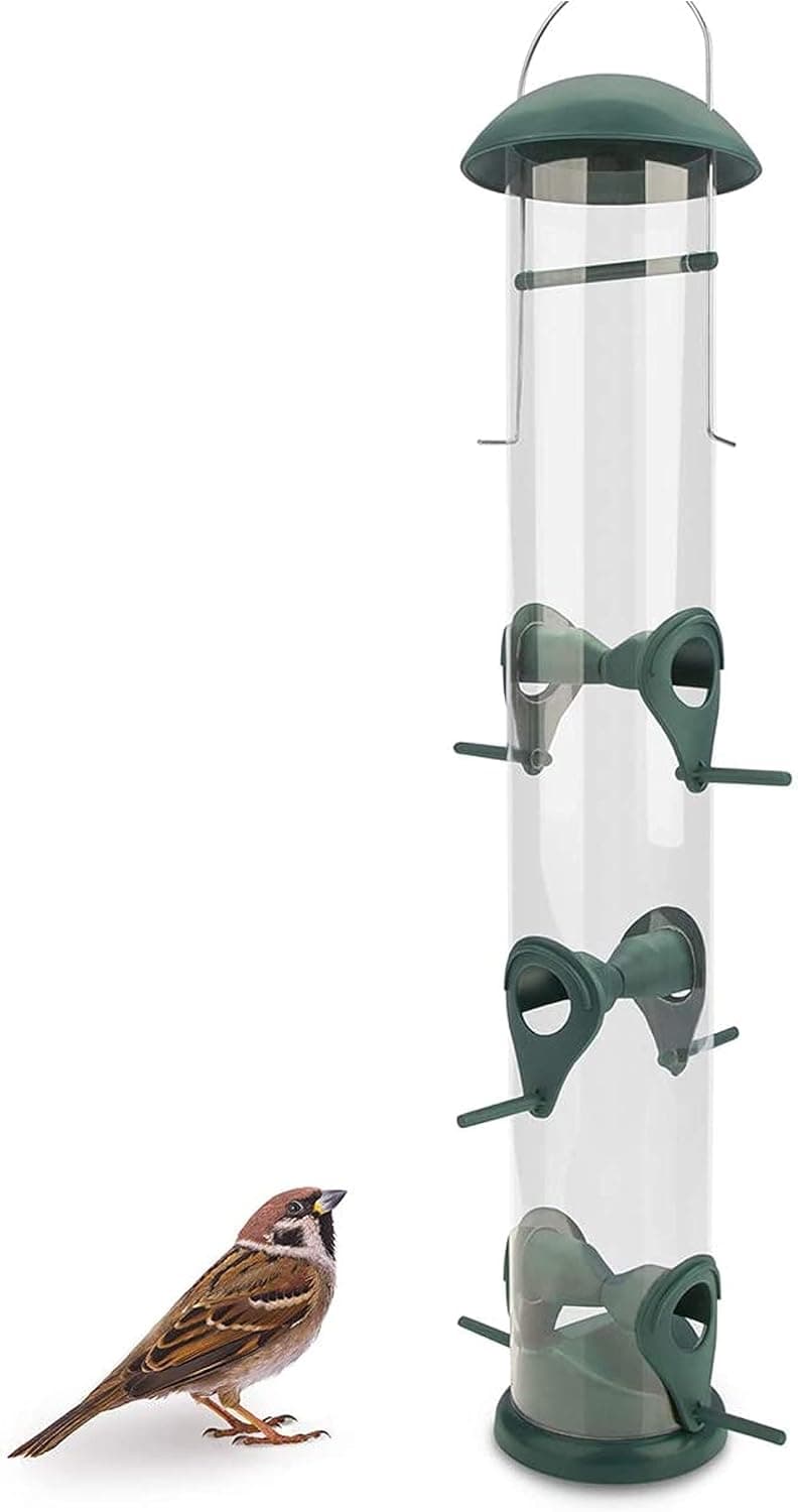 WILDLIFE FRIEND I Alimentador para pássaros, com 6 locais de acesso, fornecedor de alimentos para pássaros, fornece comida durante todo o ano, resistente à intempérie