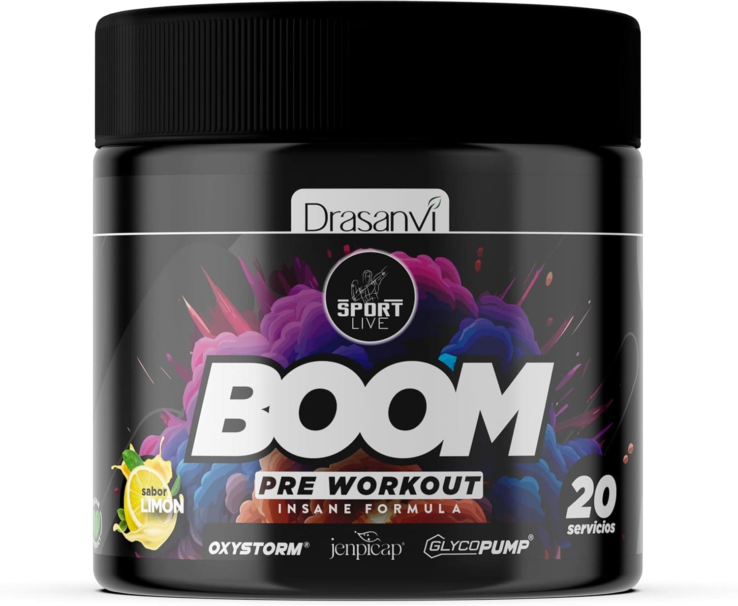 DRASANVI | Pré-Workout | Maximize a sua energia, resistência e concentração, com cafeína, taurina, argina e beta, Alanina | Sport Live | sabor limão, 300 g
