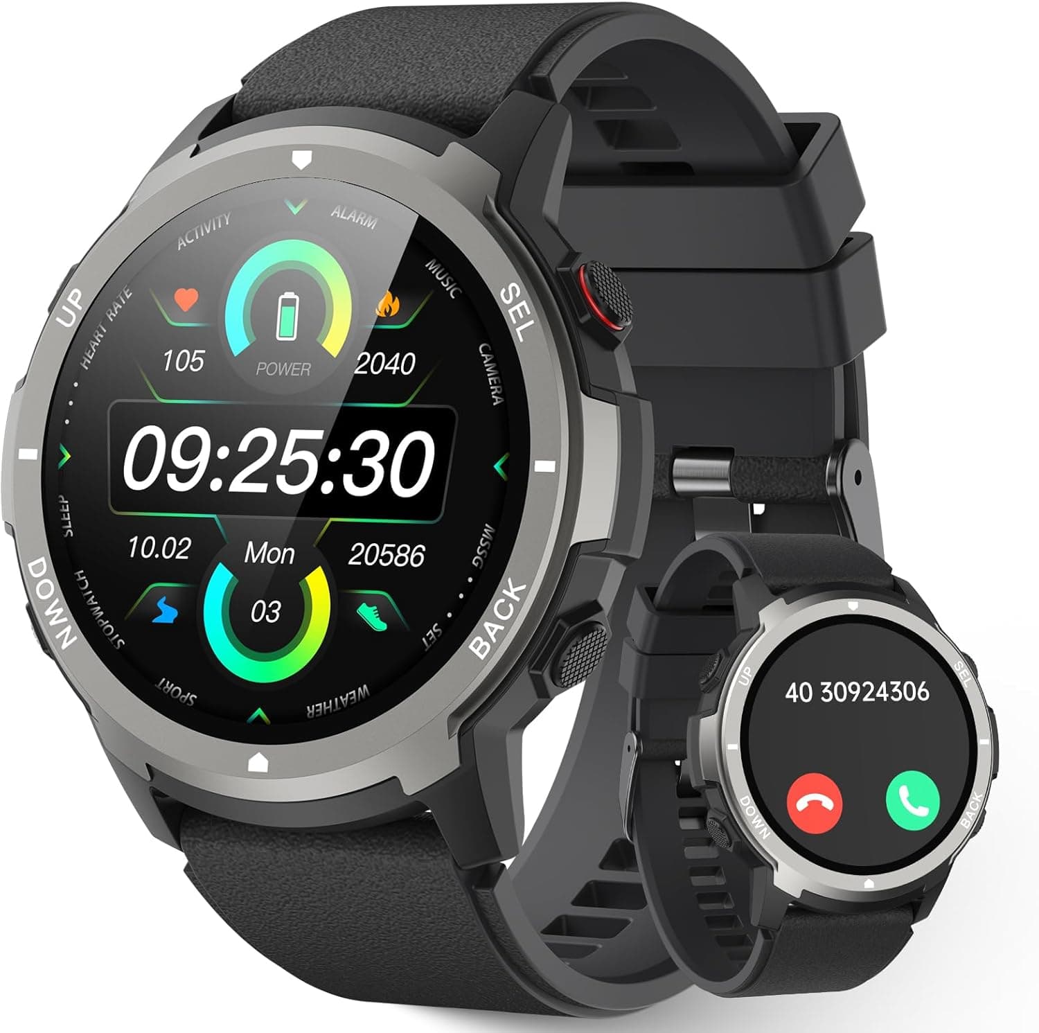 LLKBOHA Relógio inteligente homem chamada Bluetooth - 1,39" Smartwatches com podómetro, ritmo cardíaco, sonho, monitor PO2, 113 modos desportivos, relógios homens para iOS Android
